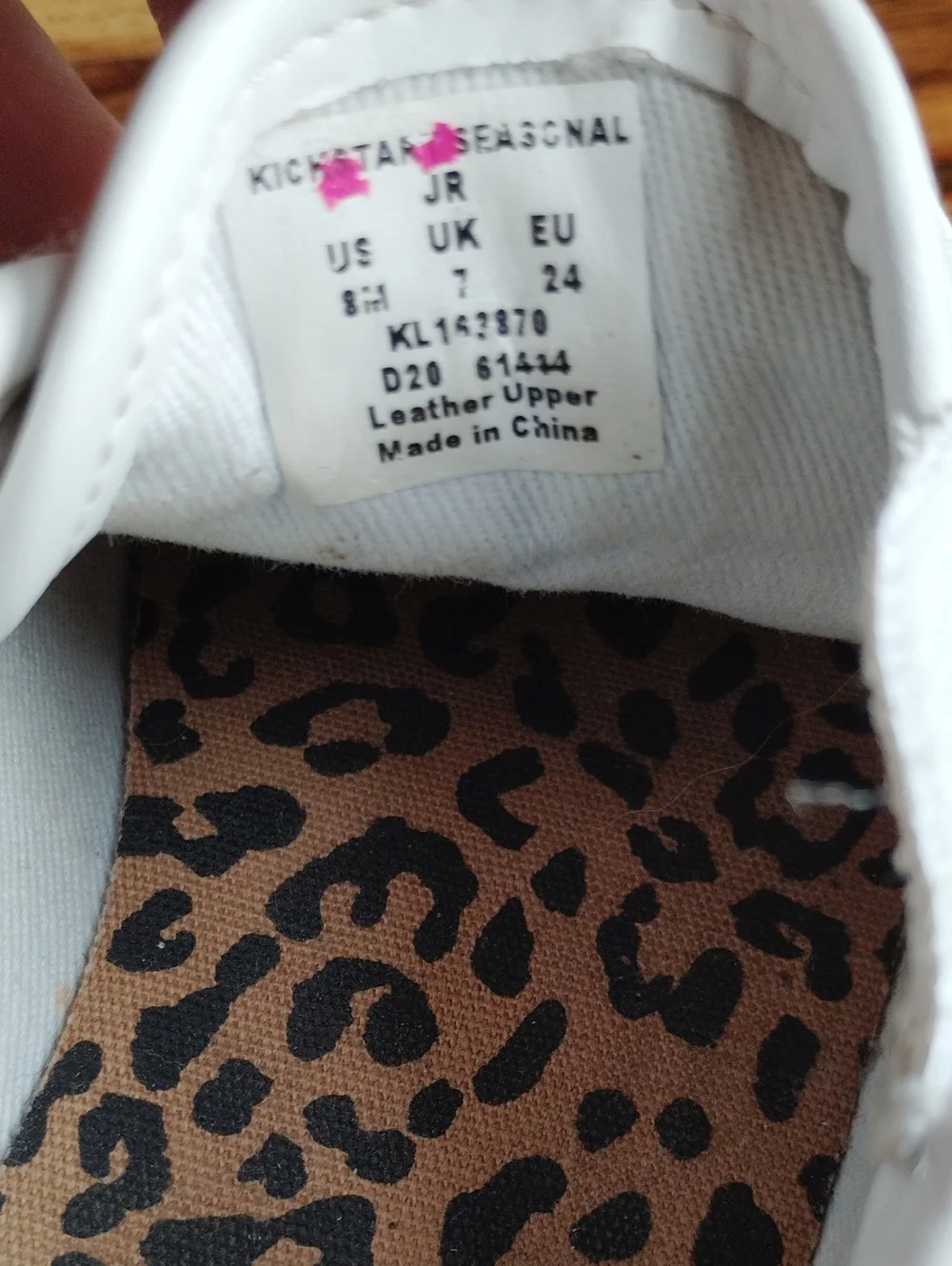 Keds Kickstart White Leather Sneaker with Leopard Sole Little Kid/Toddler Sz 8